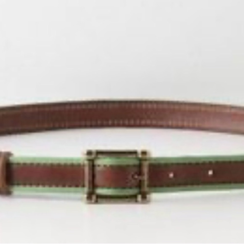 Brown and Green Leather Belt